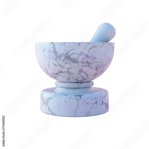 Marble mortar and pestle set on a Transparent Background photo