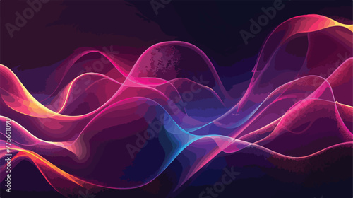 Smoky glowing waves in the dark. Dark abstract background