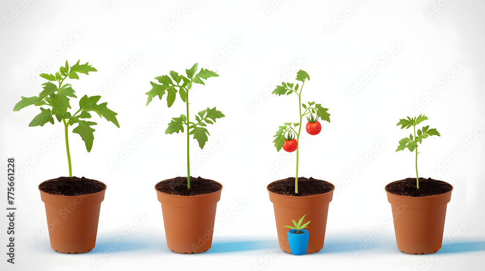 ภาพประกอบสต็อก Gradual growth of tomatoes. Life cycle of a tomato plant ...