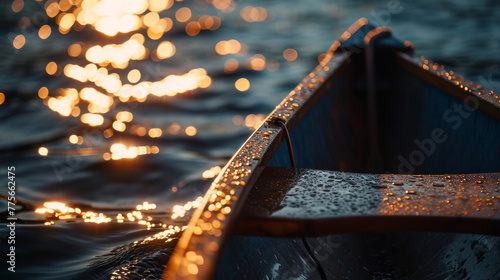 Canoe glimmers in the sunlight