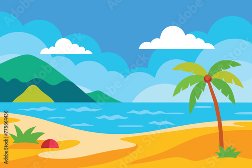 Beach Landscape at Summer Scenery vector design