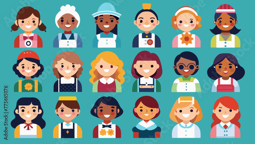 Set Of Colorful Diverse Maid Icons