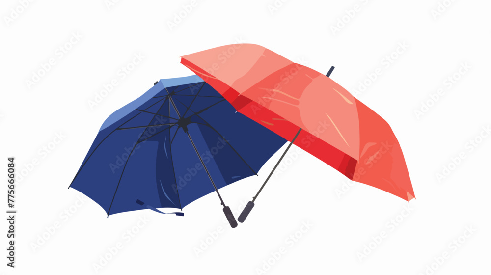 Isolated opened red blue automatic collapsible umbrella