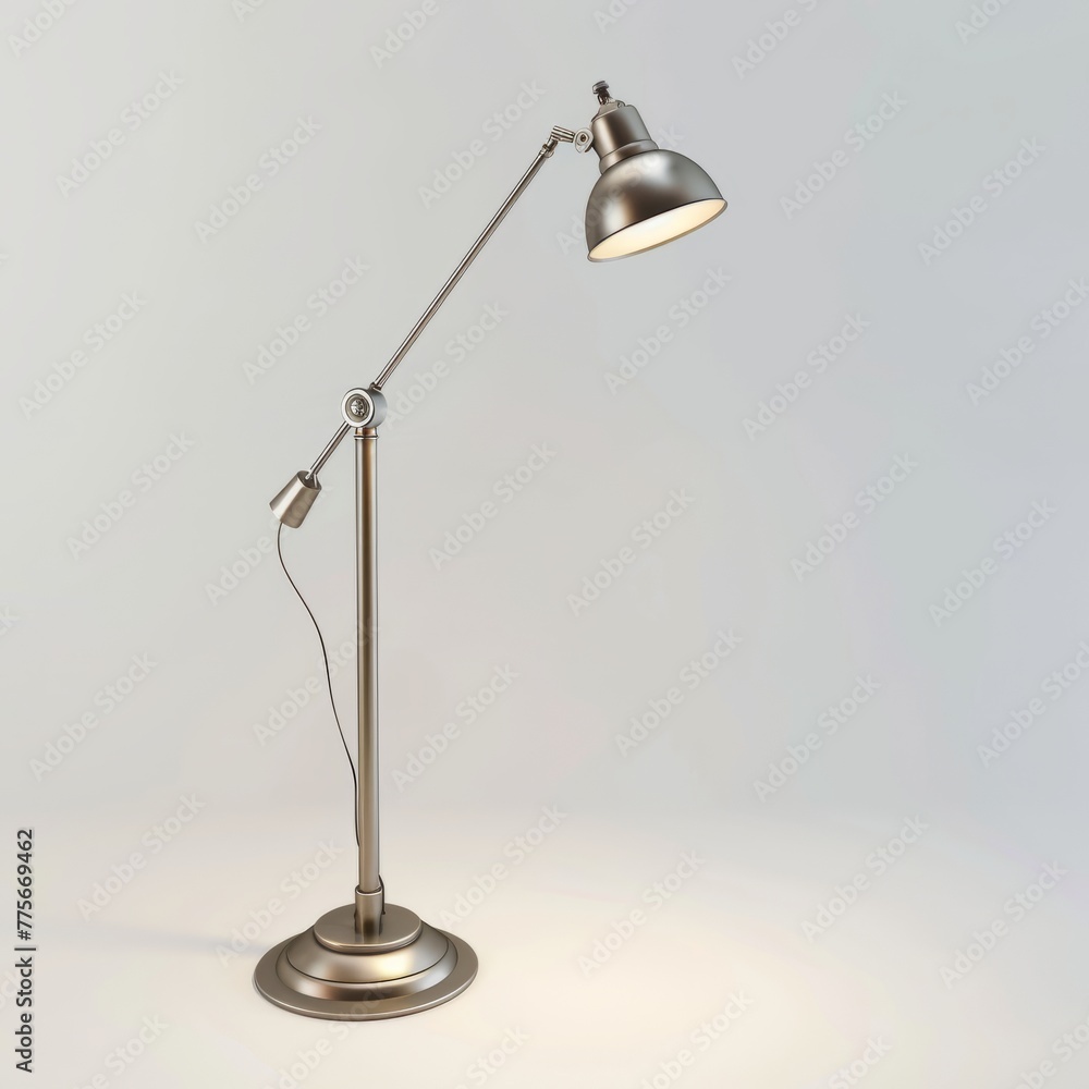 3D Render of a contemporary floor lamp with a metal frame and a woven rattan shade, on isolated white background, Generative AI 3D Render of a contemporary floor lamp with a metal frame and a woven rattan shade, on isolated white background, Generative AI