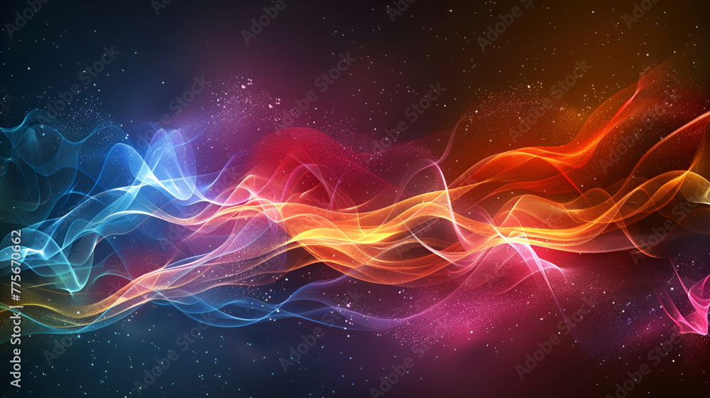 abstract colorful background with lines and waves, abstract background with multicolored smoke in the form of waves ,A wave of colorful light blurring across the frame, creating a dynamic and vibrant
