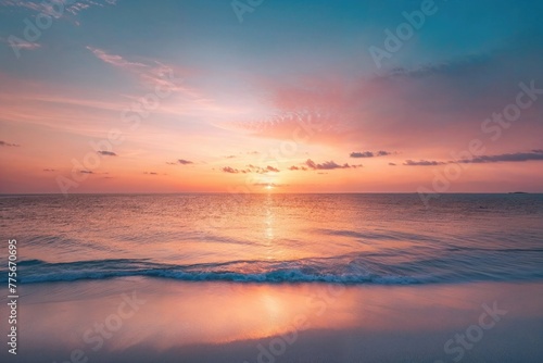 Magical Sunset Beach in the Bahamas. Paradise Vacation Scene. Well-being banner. photo