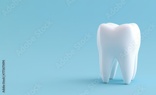 Tooth isolated on light blue background