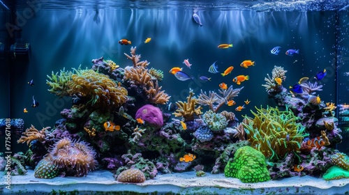 Diverse Aquarium Teeming With Various Fish Species