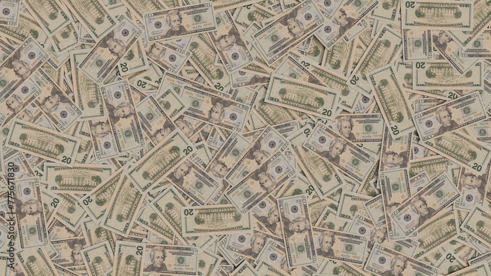 Currency Wallpaper with Twenty Dollar Bills. Wealth Concept. Currency Wallpaper with Twenty Dollar Bills. Wealth Concept.