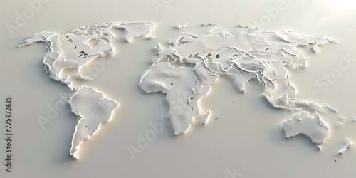 Minimalist White World Map on a Gradient Background