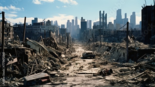 The ruins of cities destroyed after the war #775672861