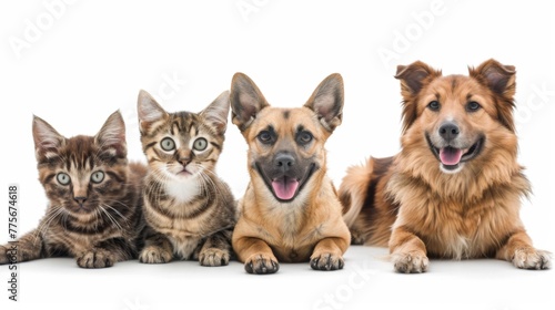 Group of Dogs and Cats Sitting Together © Prostock-studio