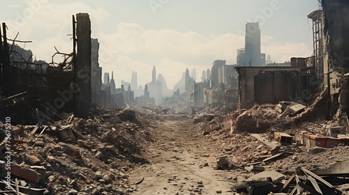The ruins of cities destroyed after the war #775675210