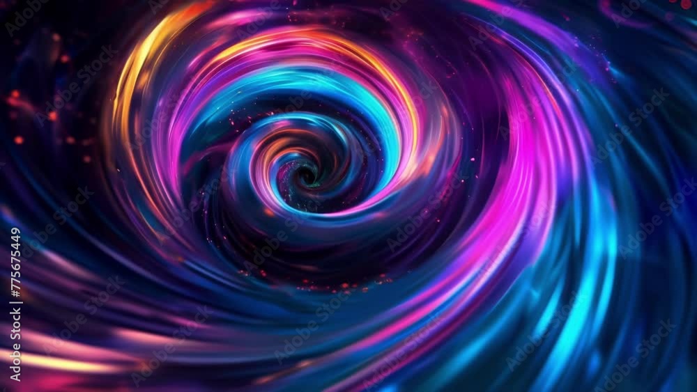 A kaleidoscope of colors swirl and twist against the black backdrop creating an everchanging illumination. A kaleidoscope of colors swirl and twist against the black backdrop creating an everchanging illumination.