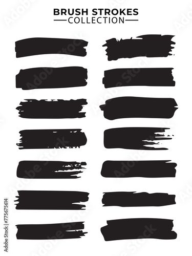 collection of black paint, ink brush strokes, brushes, lines, grungy. Dirty artistic design elements, boxes, frames. Vector illustration. Isolated on white background