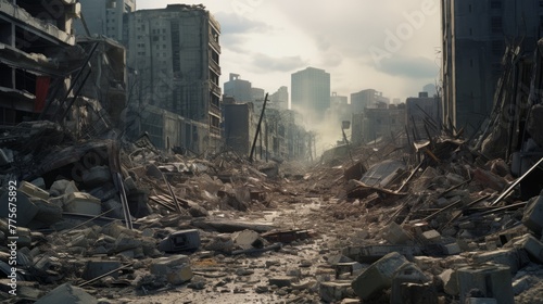 The ruins of cities destroyed after the war #775675892