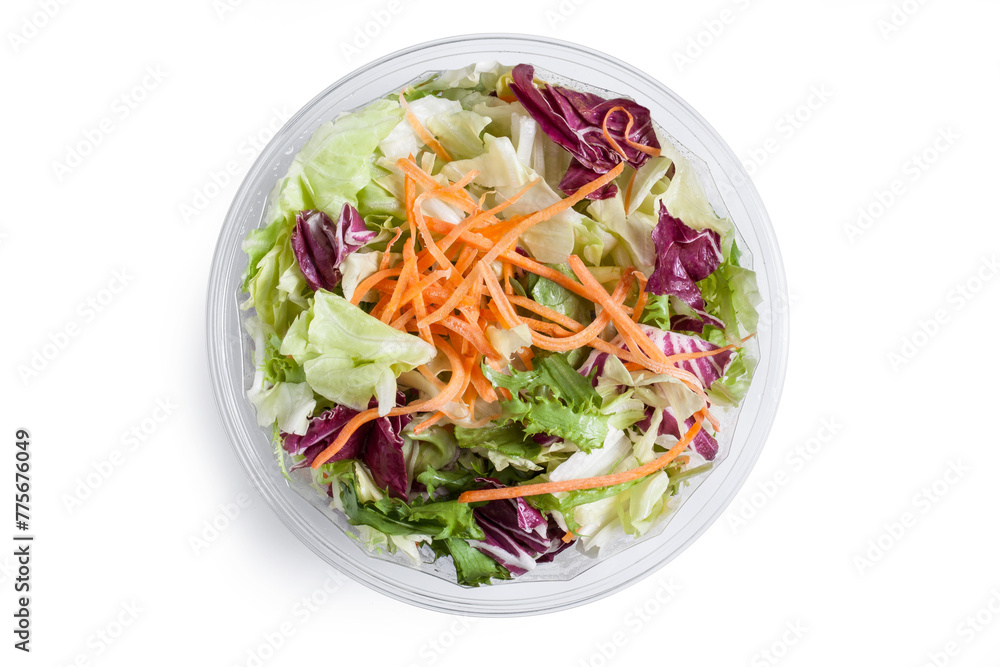 Mix salad - Isolated on White Background - Top View, Macro Close Up - Isolated on White Background Mix salad - Isolated on White Background - Top View, Macro Close Up - Isolated on White Background