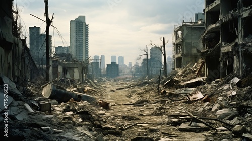 The ruins of cities destroyed after the war #775676023