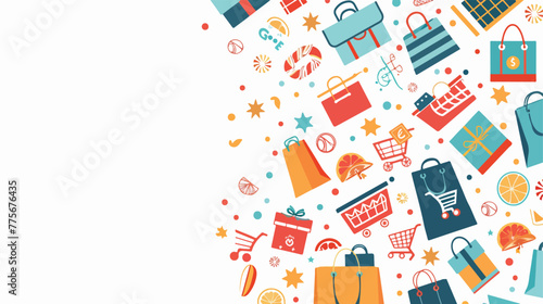 Modern background with shopping icon flat vector isolated