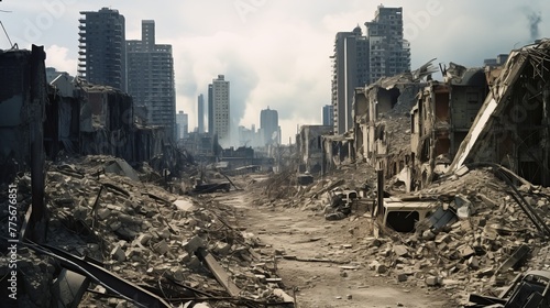 The ruins of cities destroyed after the war #775676851