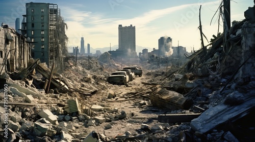 The ruins of cities destroyed after the war #775677050