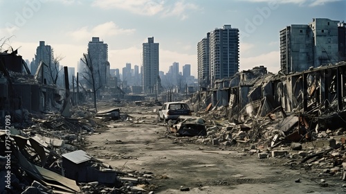 The ruins of cities destroyed after the war #775677093