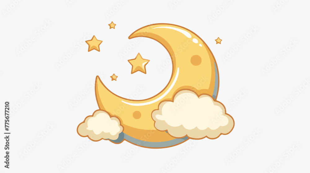 Moon And Cloud Flat Icon Isolated On White Background
