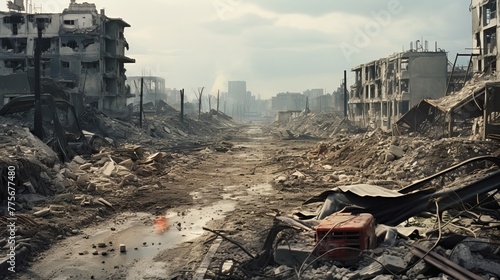The ruins of cities destroyed after the war #775677480