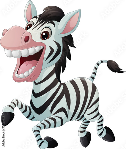 Cute zebra cartoon on white background (ID: 775677683)