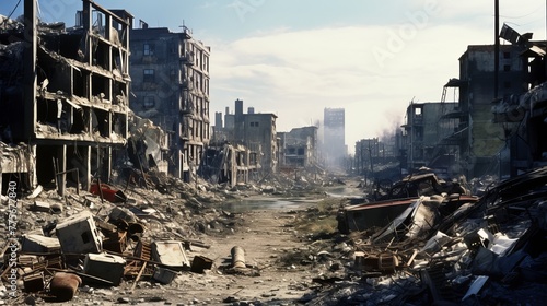 The ruins of cities destroyed after the war