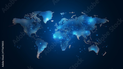 Fototapeta Naklejka Na Ścianę i Meble -  World map on abstract dark blue background