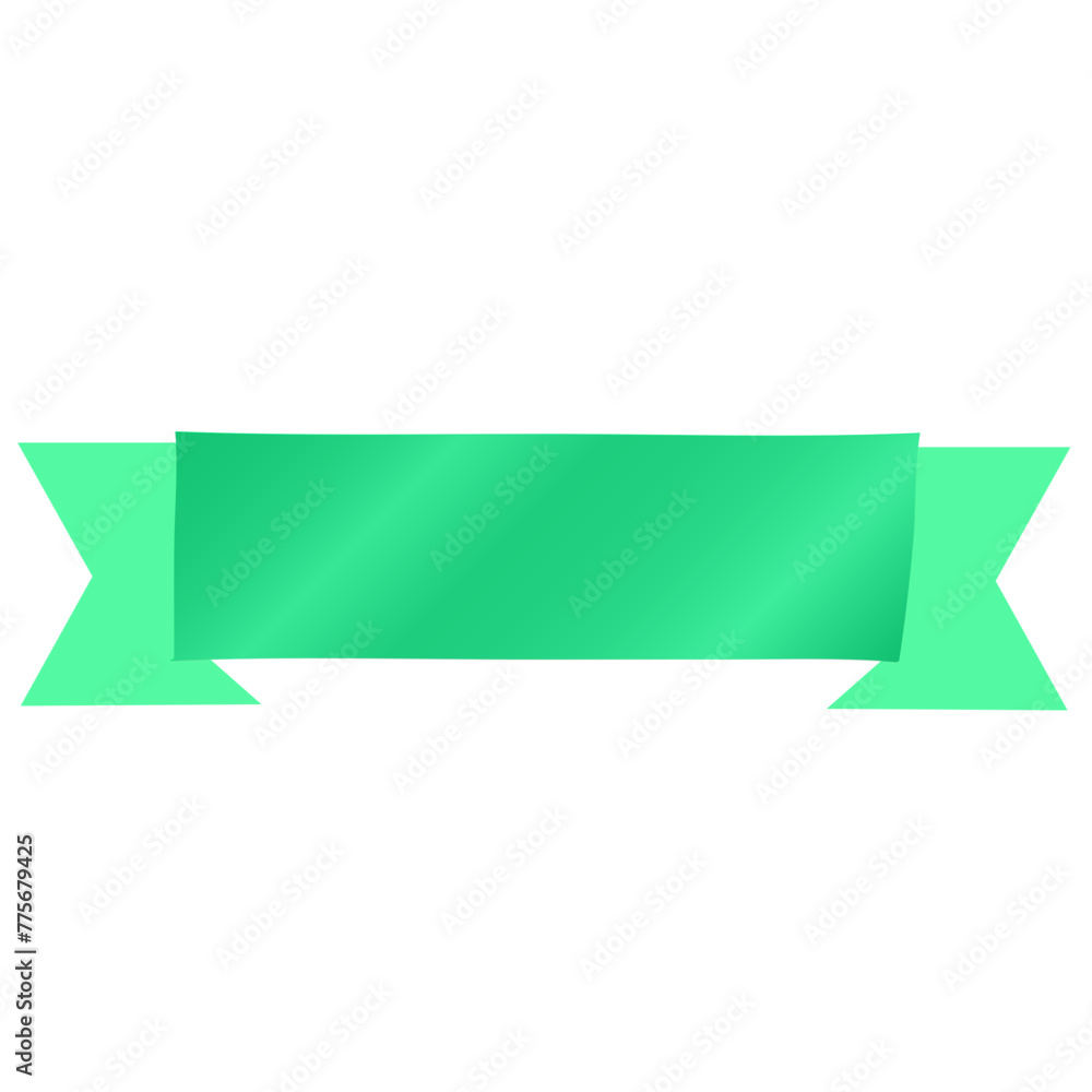 Green ribbon banner label Green ribbon banner label