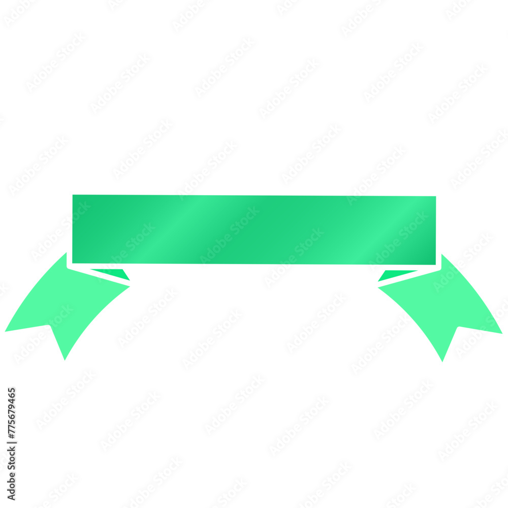 Green ribbon banner label Green ribbon banner label