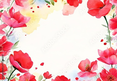 Labour Day watercolor  red flowers poppies