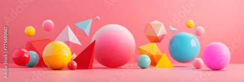 A 3d rendering of a colorful background with a large number of different colored balls. 