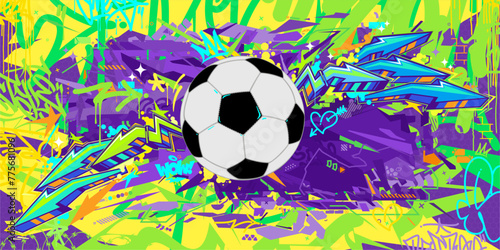 Cool Abstract Hip Hop Urban Street Art Graffiti Style Soccer Or Football Illustration Background