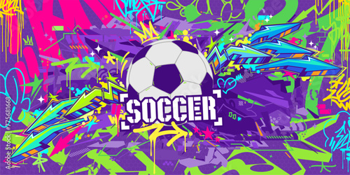 Trendy Abstract Hip Hop Urban Street Art Graffiti Style Soccer Or Football Illustration Background