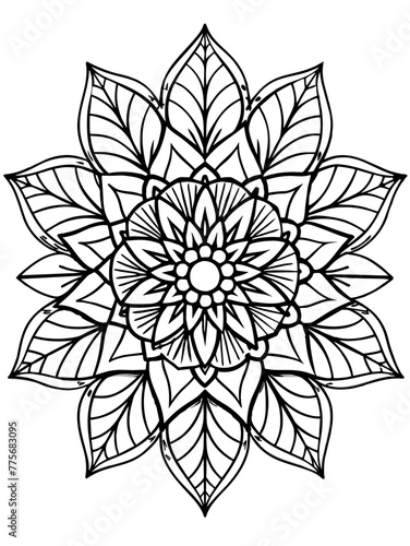 floral mandala design for coloring book