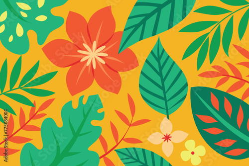 Leaves and Floral Summer Wallpaper vector design