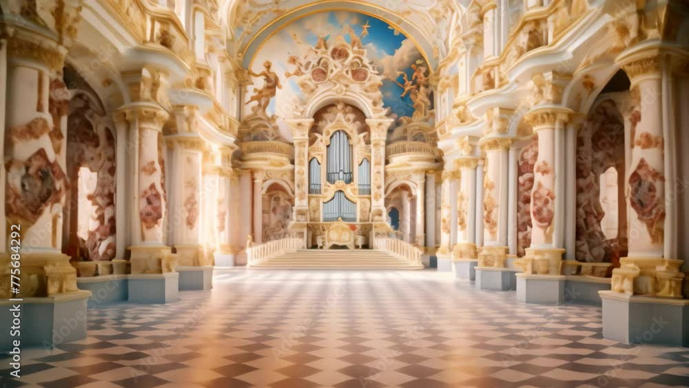 Interior of the royal palace in the style of Baroque, A colorful baroque palace with a bustling court, AI Generated Interior of the royal palace in the style of Baroque, A colorful baroque palace with a bustling court, AI Generated