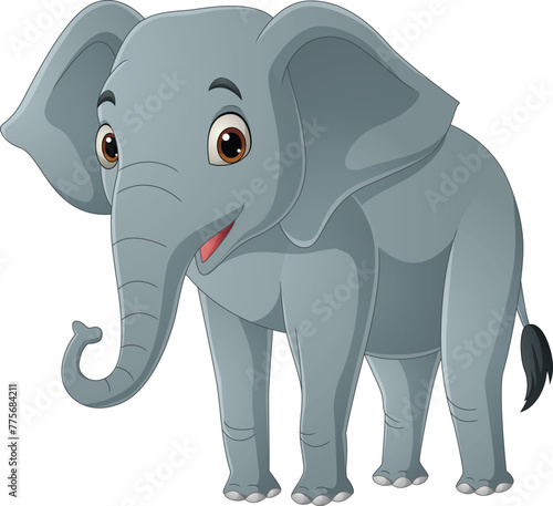 Cute elephant cartoon on white background
 (ID: 775684211)