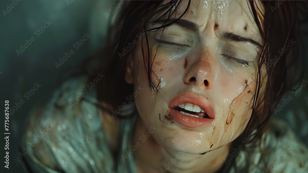 woman crying with no eyes, indescribable pain, emotional torment,generative ai woman crying with no eyes, indescribable pain, emotional torment,generative ai