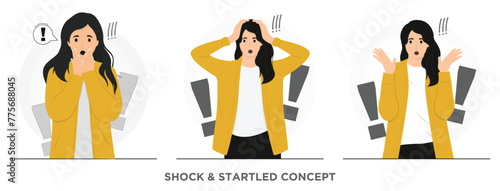 Flat vector shock and startled concept illustration