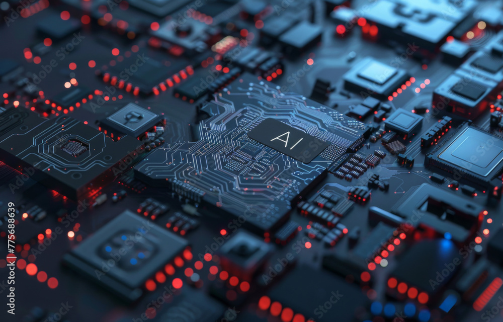Top view of computer AI Chip, CPU, Artificial Intelligence concept, conceptual image. Top view of computer AI Chip, CPU, Artificial Intelligence concept, conceptual image.