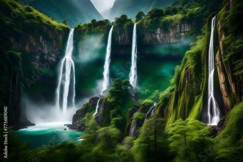 waterfall in the mountains