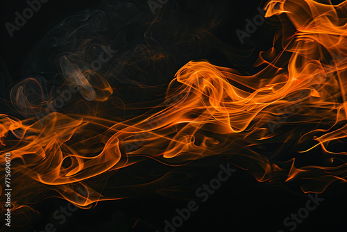 Fiery flames dance against a stark black background, creating a captivating and dramatic image perfect for abstract concepts and visual storytelling