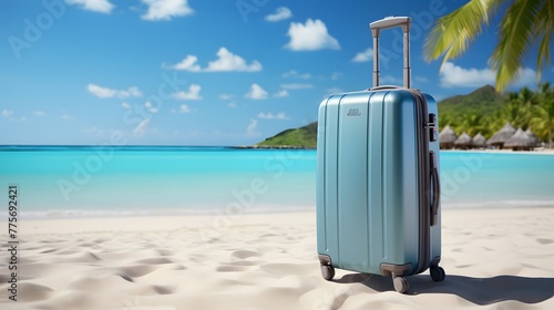 summer vacation background with bags on the beach © Vlad Kapusta
