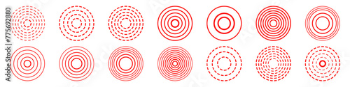 Set of pain concentration, headache, toothache icon, radial pain, radar, target round icon 