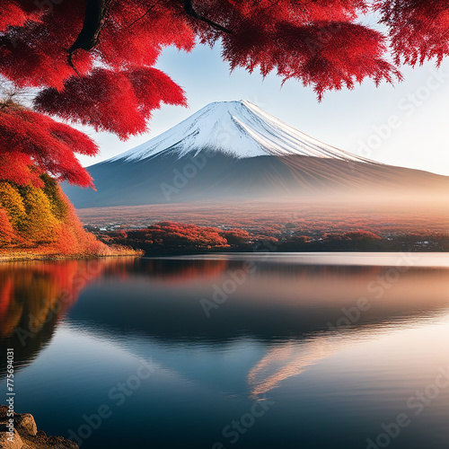 Iconic Beauty: Mt. Fuji Reflected in Serene Lake