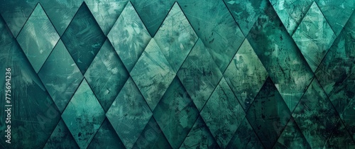 Wallpaper Mural Abstract dark teal texture with geometric pattern, seamless background for wallpaper or interior design elements. Dark green wall panel in diamond shape, texture of marble stone. Torontodigital.ca